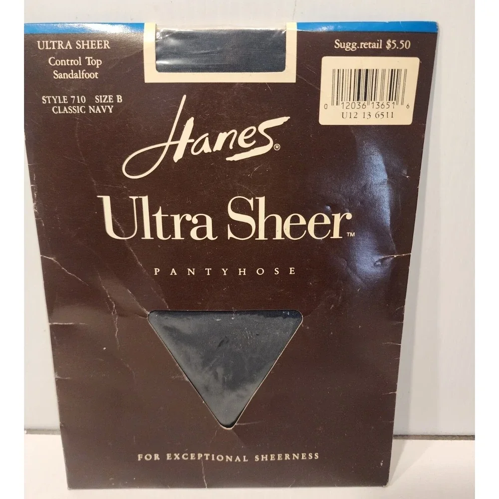 Hanes Ultrasheer Pantyhose Control Top Navy Sandalfoot Size‎ B Style 710